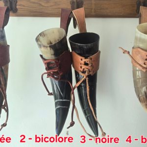 Véritable Corne à boire ≃ 25cl-30cl avec son cuir